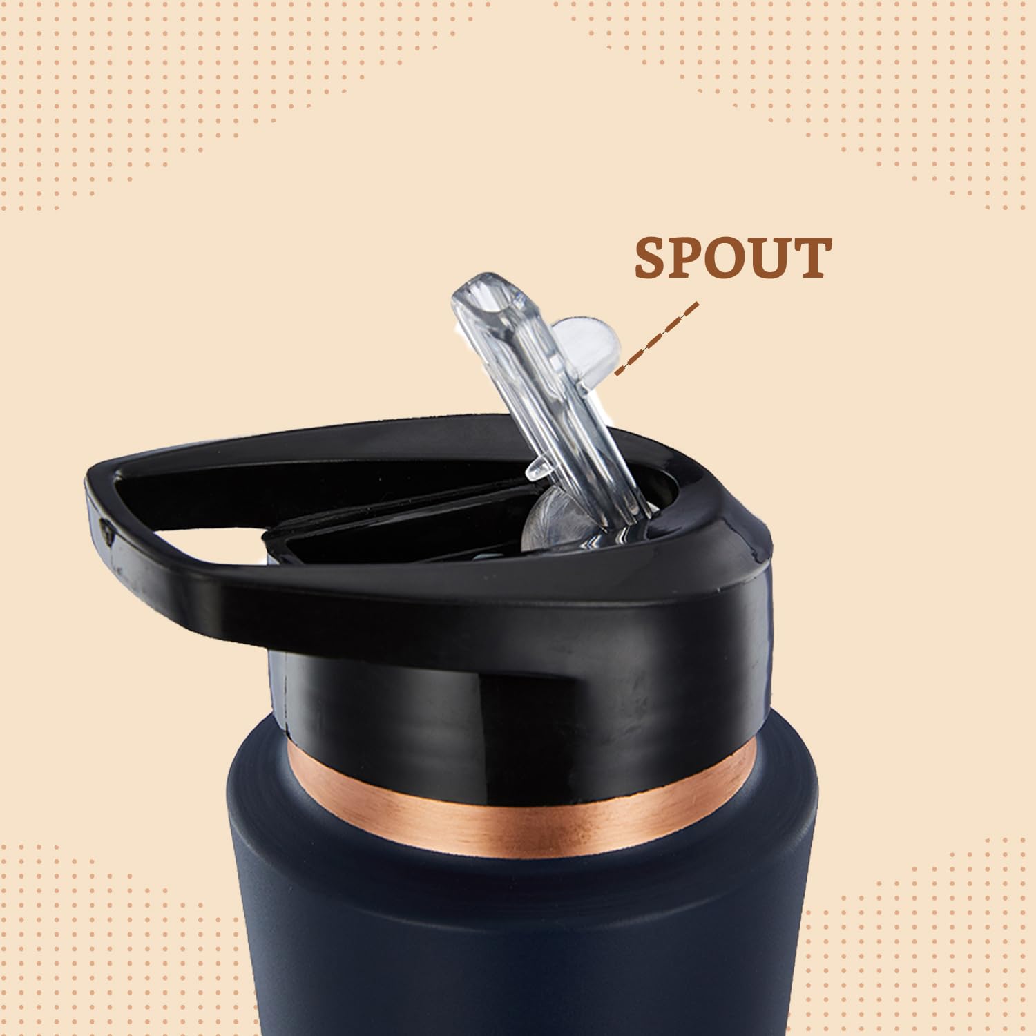 Solimo Copper Leak-Proof Powder Coating Sipper Bottles | 950 ml | Pure Copper | Coca Cola Color | Daily Wellness Sipper Bottle