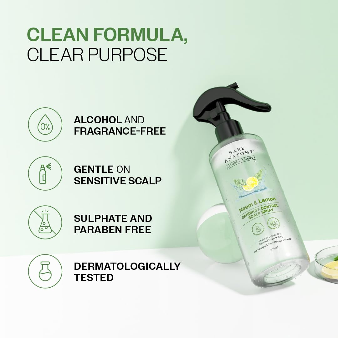 Bare Anatomy Nature x Science Dandruff Control Scalp Spray for Dandruff & Flake Reduction - 200 ml