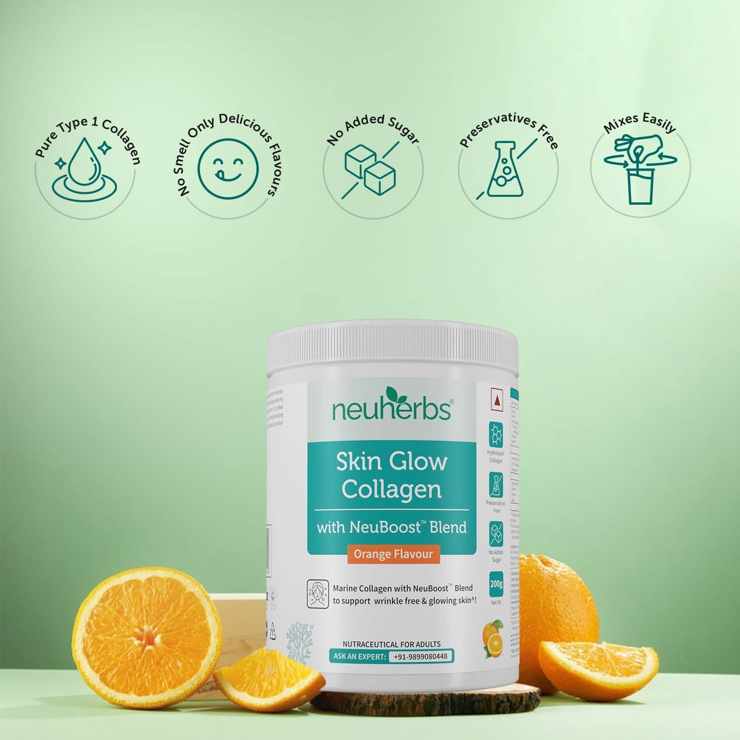 Neuherbs Collagen Supplement - 200 Gram Orange Flavour