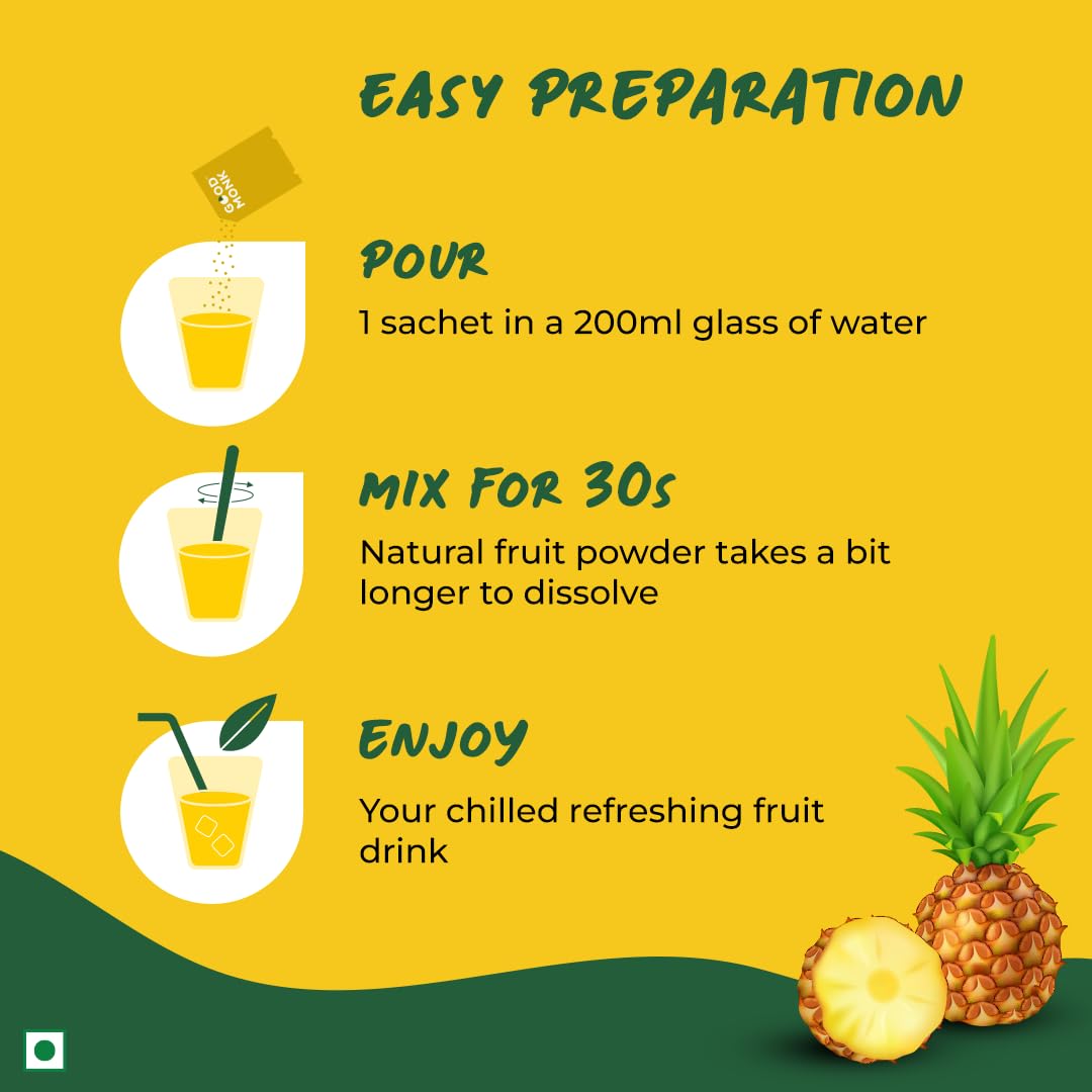 Good Monk Pineapple Drink Mix – Tasty & Healthy Hydration, 24 Sachets