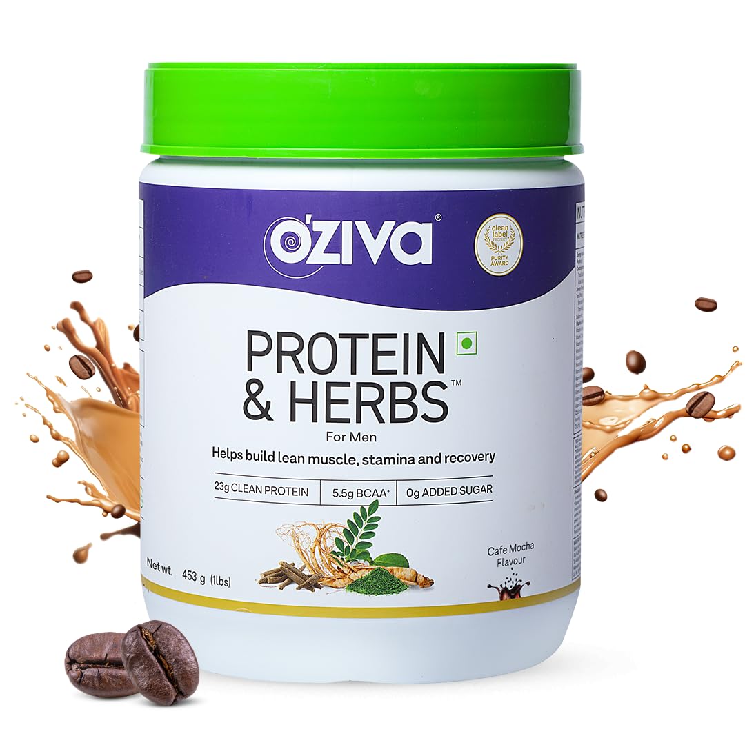 OZiva Protein & Herbs for Men (Cafe Mocha) 453gm