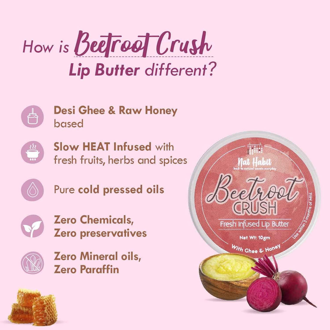 Nat Habit Lip Balm Fresh Beetroot Crush 10gm