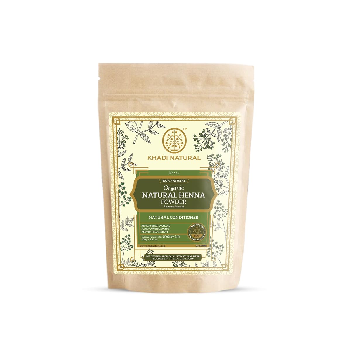 Khadi Natural Herbal Henna Organic Powder –  Green 100g