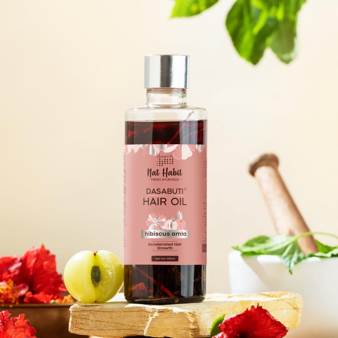 Nat Habit Hibiscus Dasbuti Hair Oil For Women & Men - 100ml
