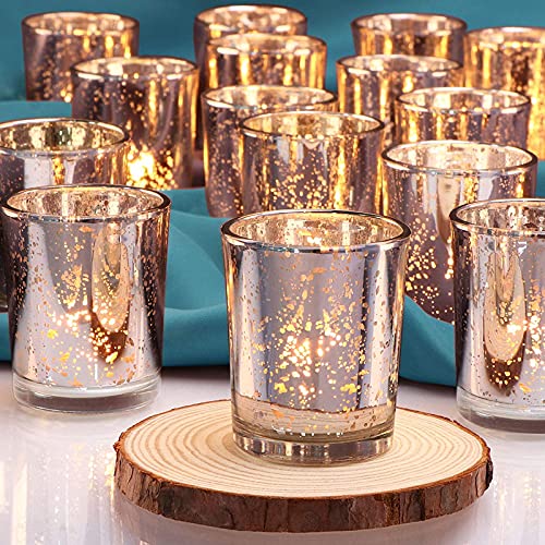 The Purple Tree Silver Mercury Votive Tealight Candle Holders For Diwali Christmas (Pack Of 6)