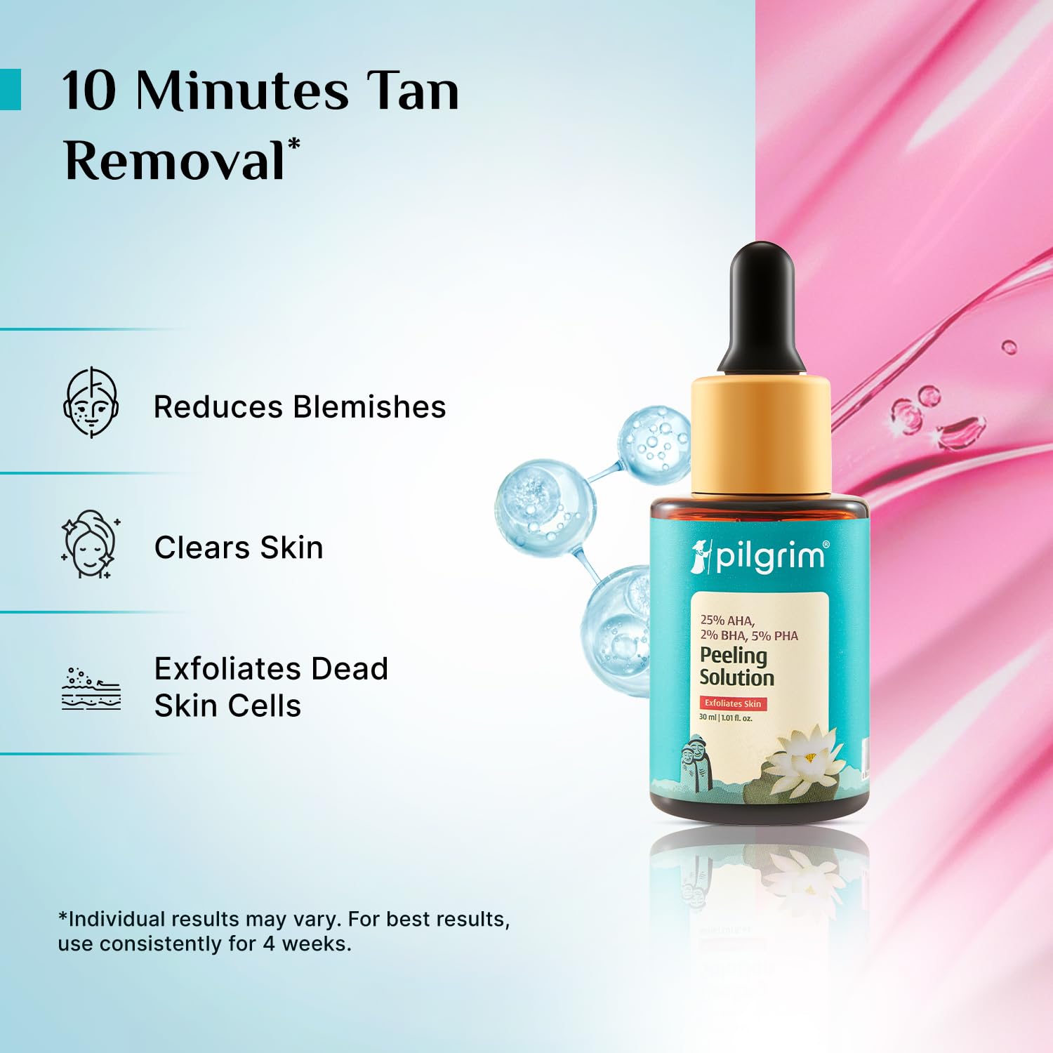 Pilgrim AHA BHA PHA Peeling Solution for Glowing Skin