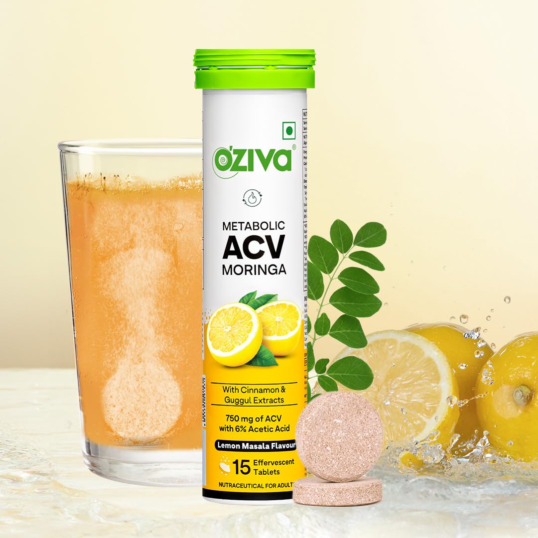 OZiva ACV Moringa Lemon Masala 360 gms-Pack of 4 (60 tablets).