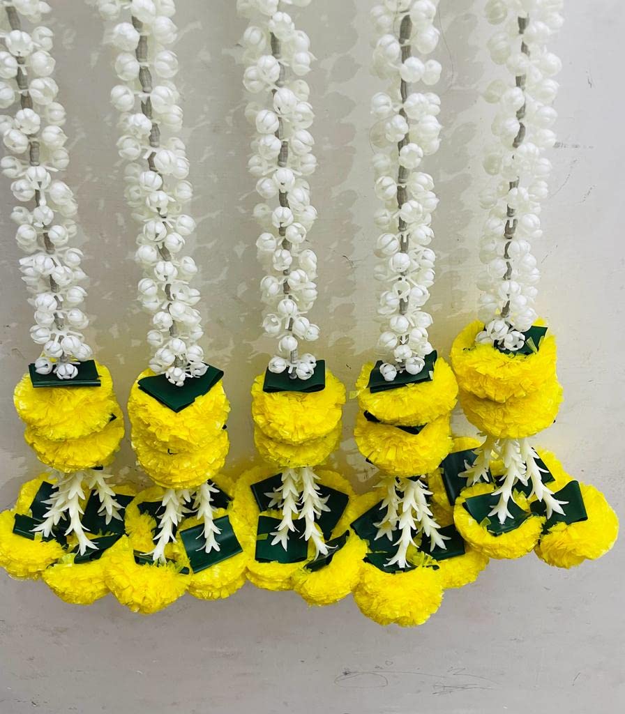 SPHINX Artificial Marigold,Jasmine,Lily,Green Leaves Tassles Garlands