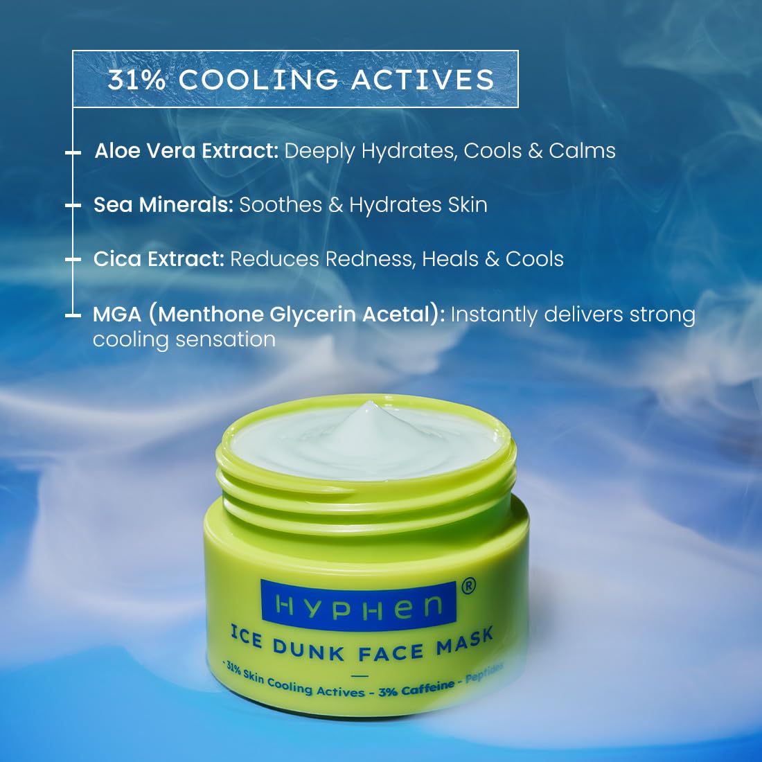 Hyphen Ice Dunk Instant Cooling Face Mask with 31% Skin Cooling Actives