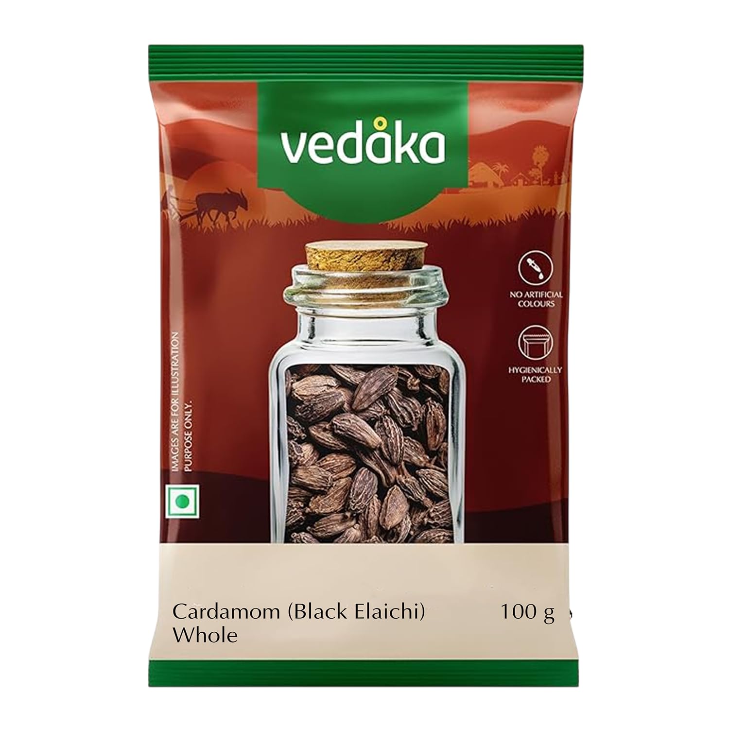 Vedaka Black Cardamom (Kaale Elaichi), 100g