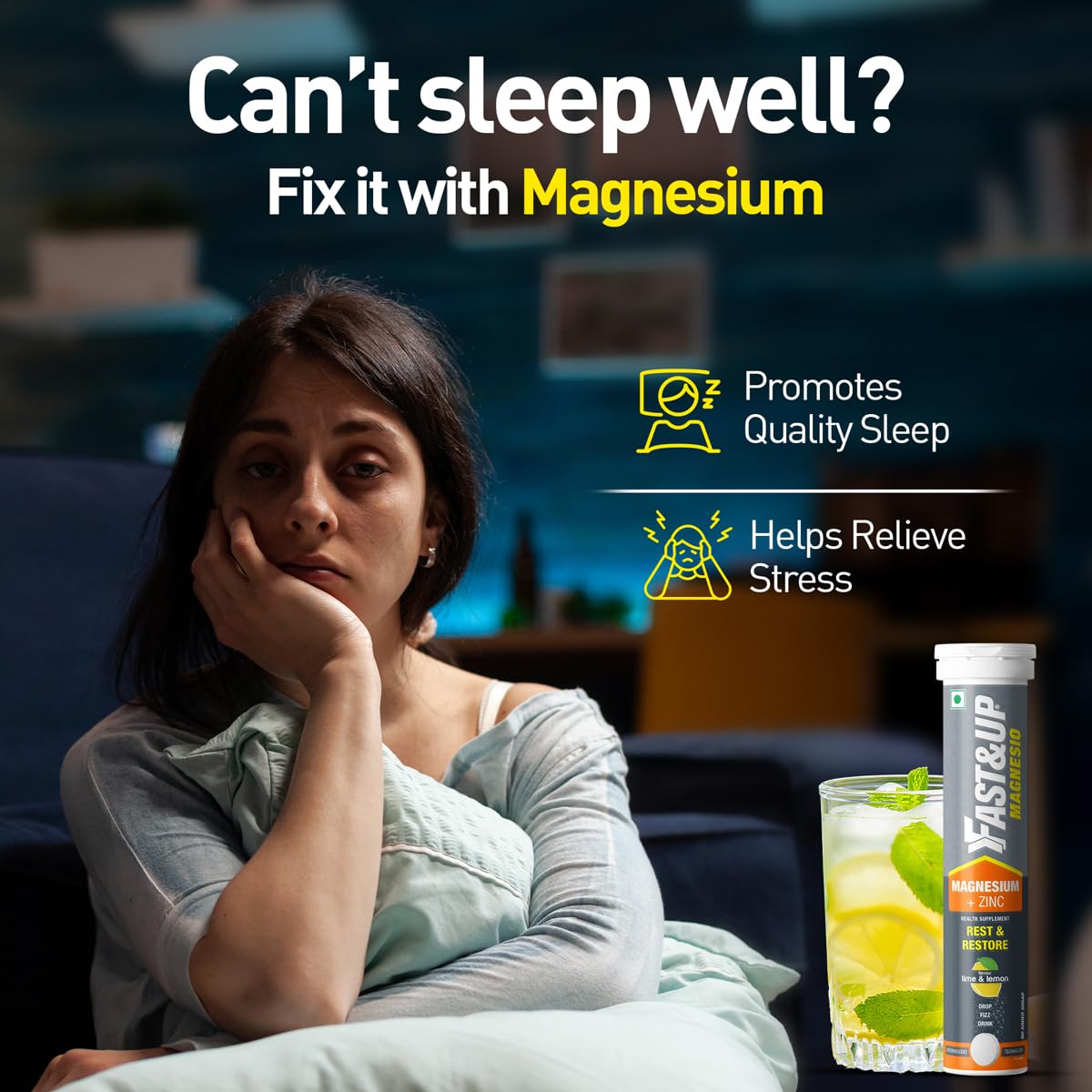 Fast&Up Magnesio  - 20 Effervescent Tablets - Lime and Lemon Flavor