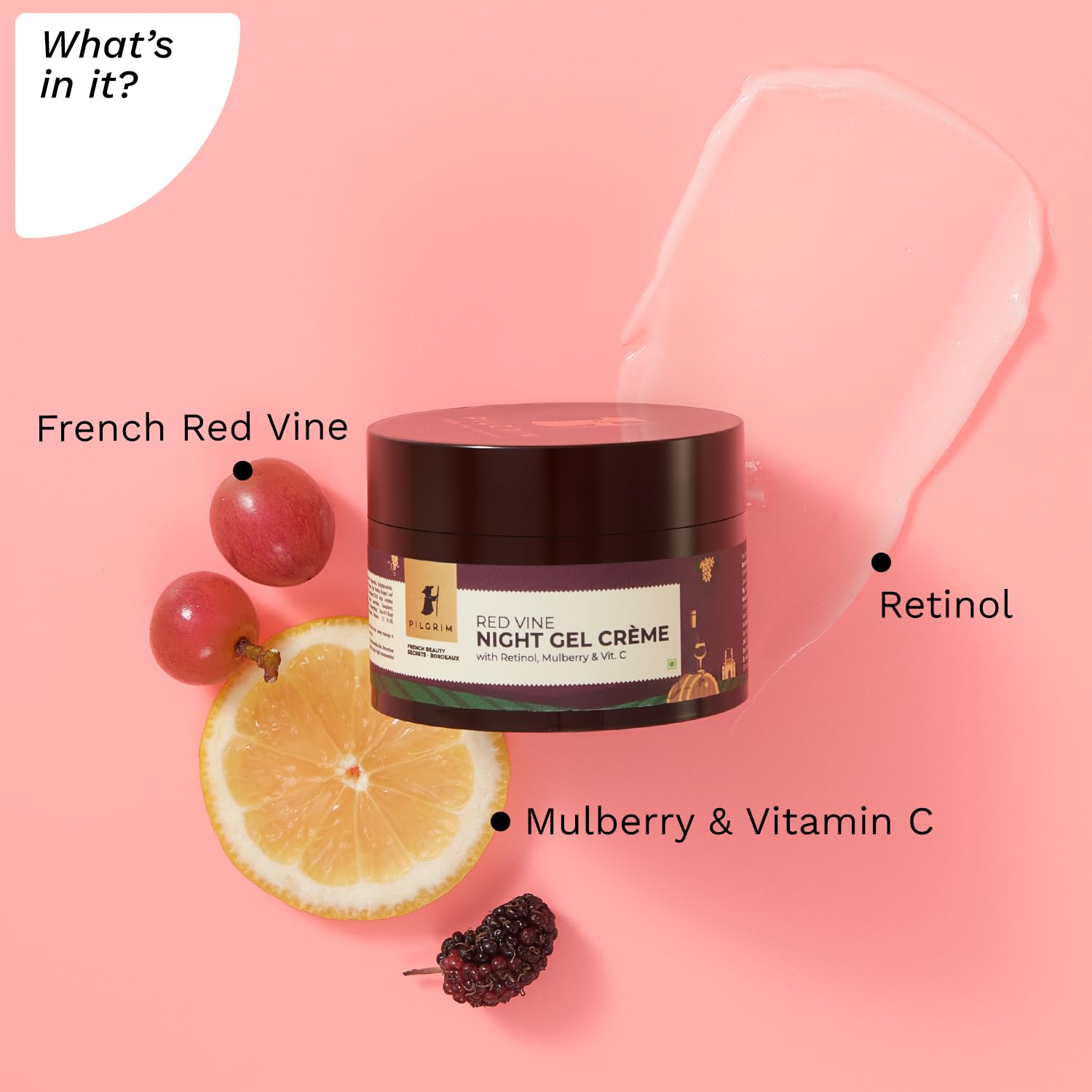 Pilgrim Red Vine Retinol Night Cream for Glowing Skin