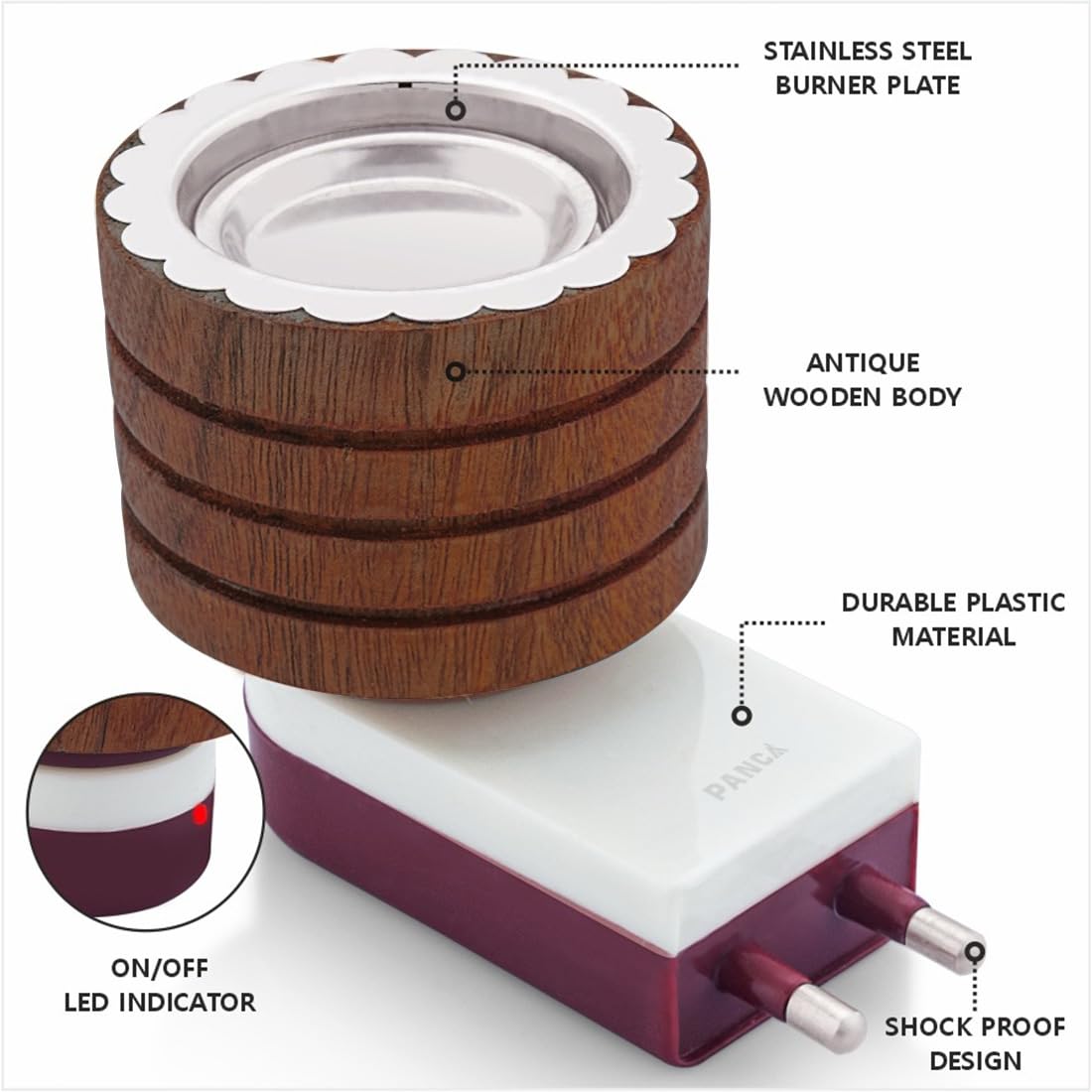 PANCA Sheesham Wooden Kapoor Dani, Pooja Camphor Diffuser for Home