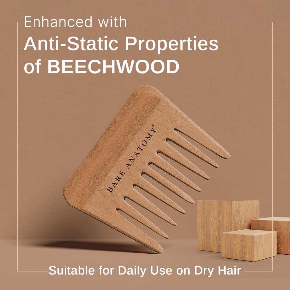 Bare Anatomy Wooden Comb - Made with Beech Wood