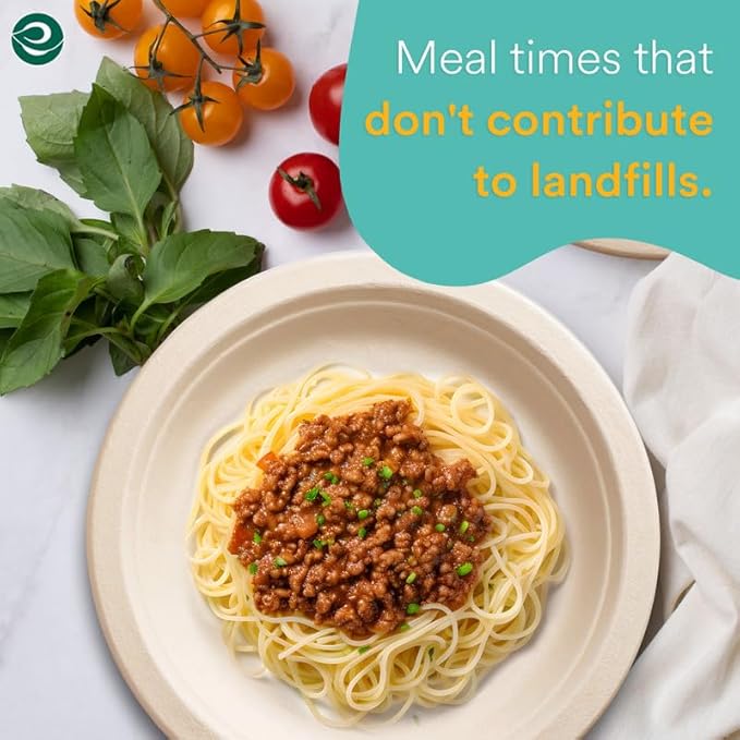 ECO SOUL 10-Inch Bagasse Plates | 50-Pack | Eco-Friendly & Biodegradable Sugarcane Plates