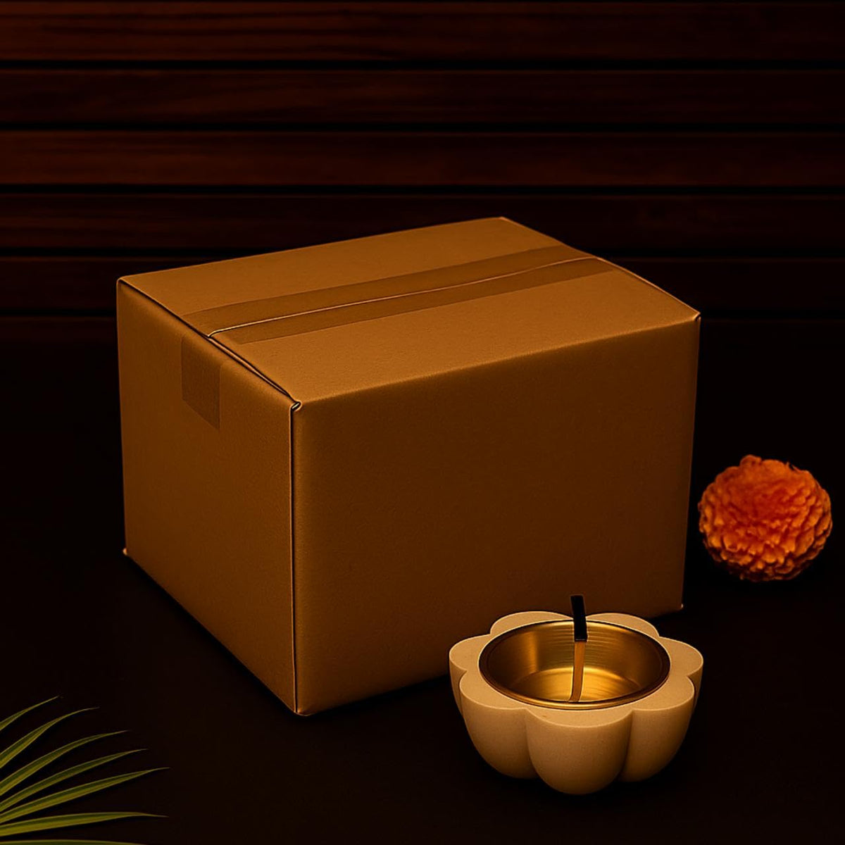 Marble Brass Diya with Premium Marble Base & Brass Finish Metal Holder
