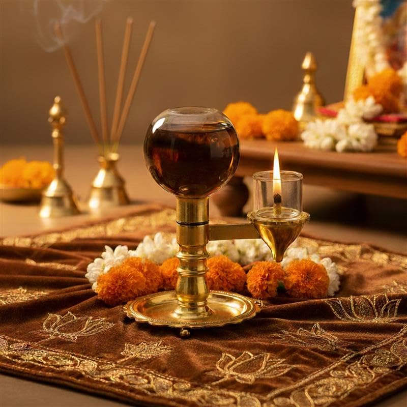 Divine Tales Brass Akhand Jyot Diya for Pooja Meditation
