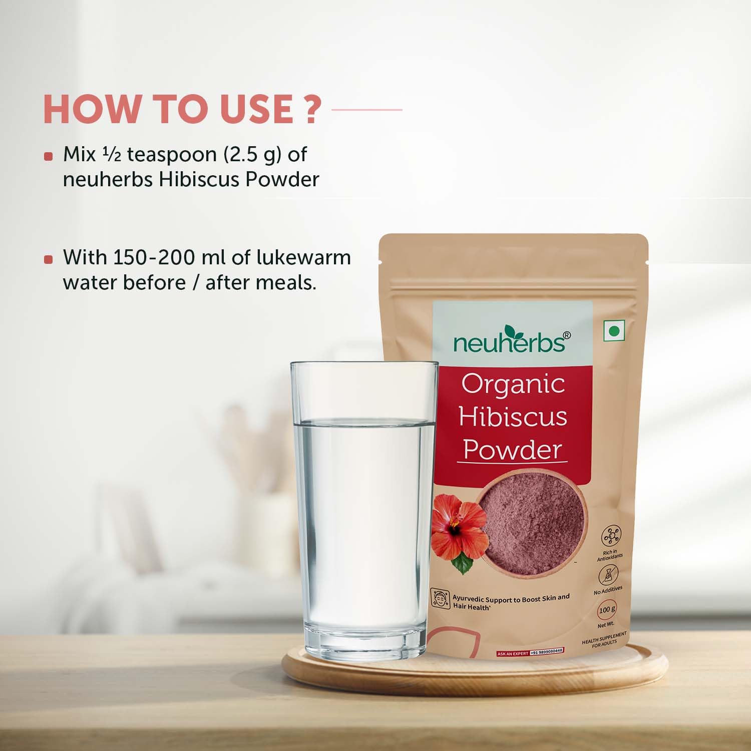 Neuherbs Organic Hibiscus Powder For Women & Men - 100 g