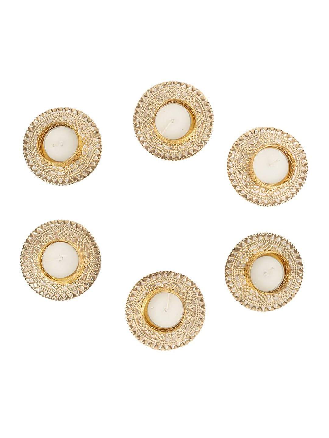 TIED RIBBONS Set of 6 Florals Tealight Candle Holders for Diyas