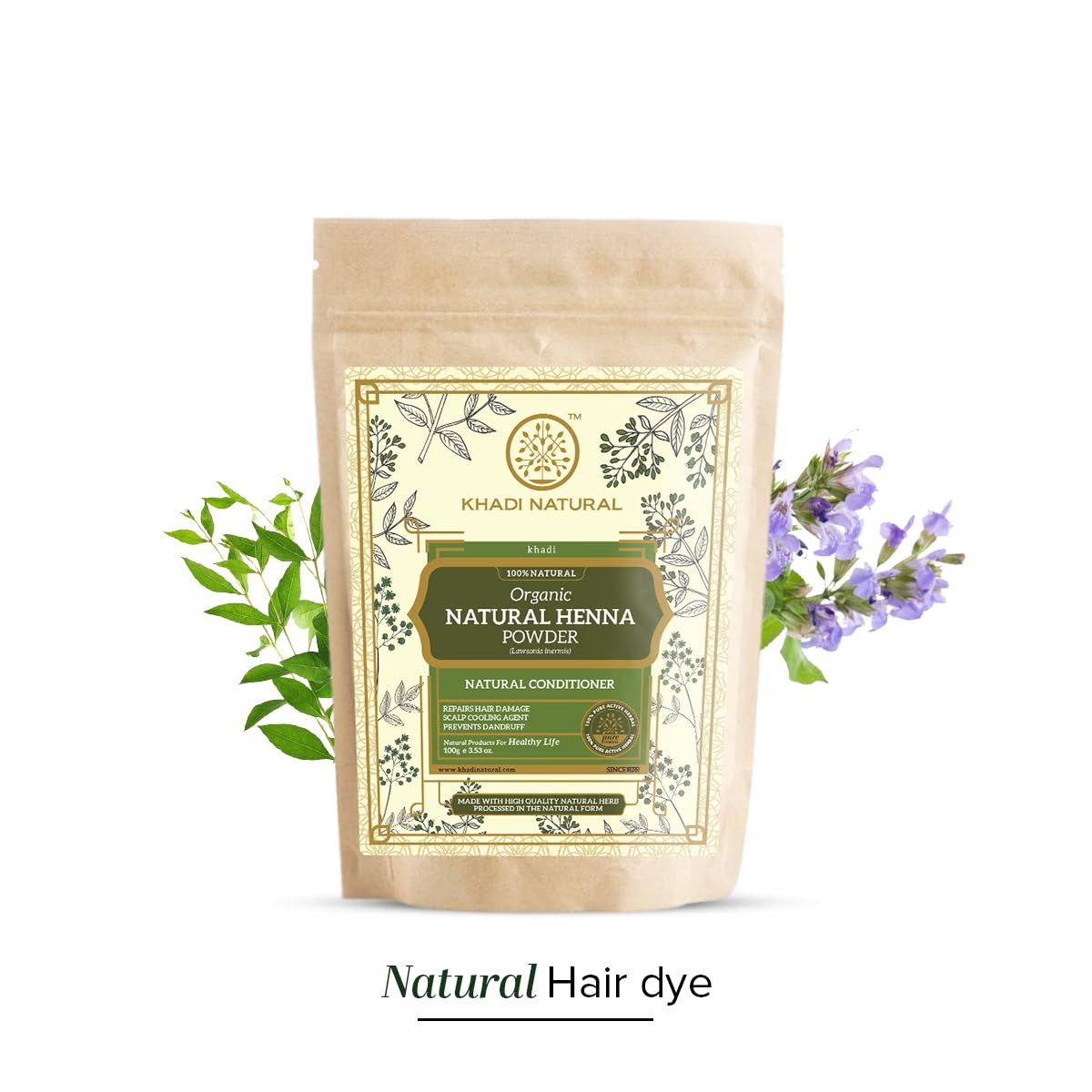 Khadi Natural Herbal Henna Organic Powder –  Green 100g