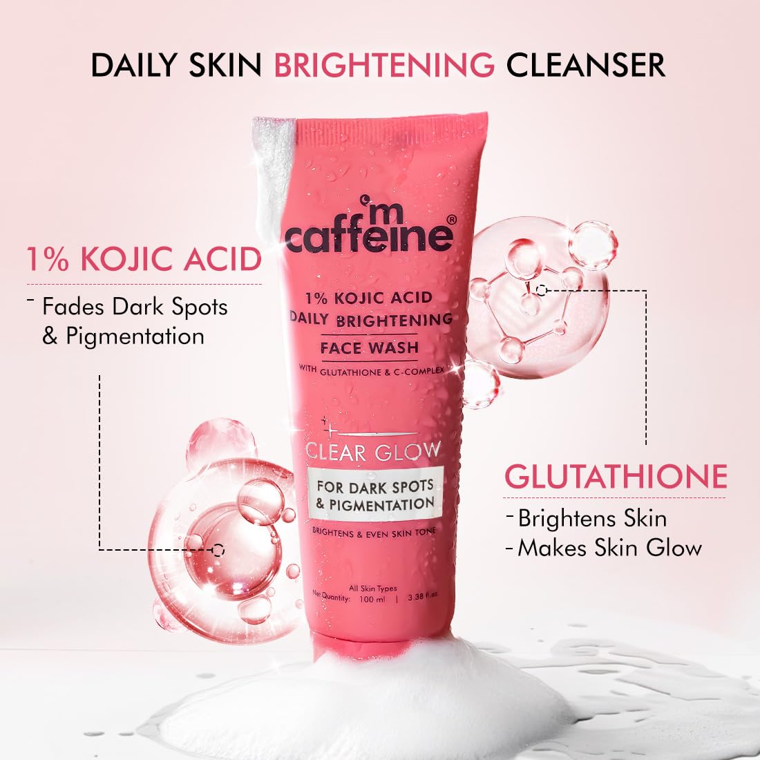 mCaffeine Kojic Acid Brightening Face Wash 100ml