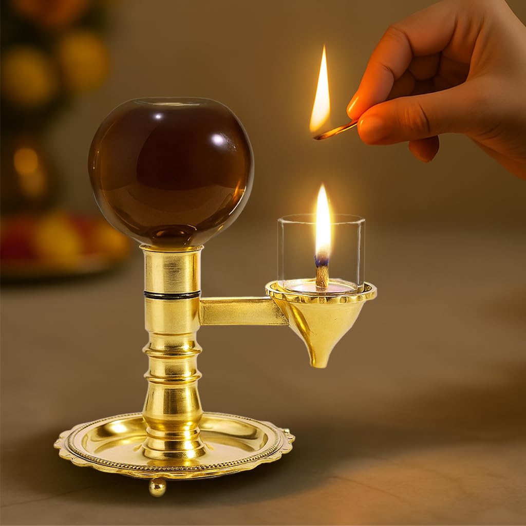 Divine Tales Brass Akhand Jyot Diya for Pooja Meditation