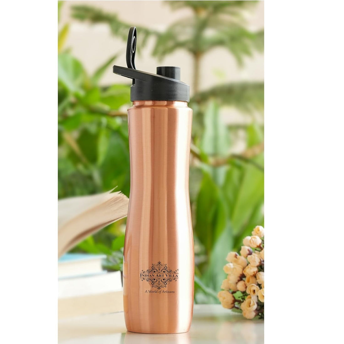 INDIAN ART VILLA Pure Copper Sipper Bottle - 1 Litre