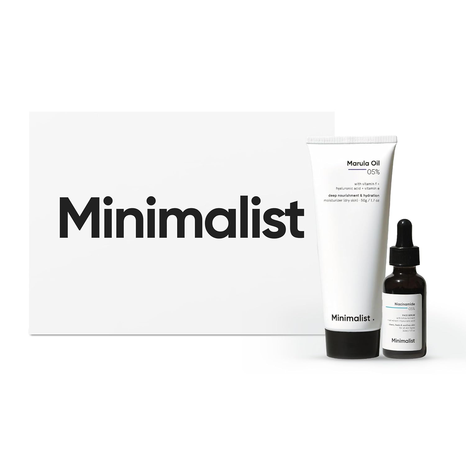 Minimalist Niacinamide 5% Face Serum & Marula Oil 5% Moisturizer Combo