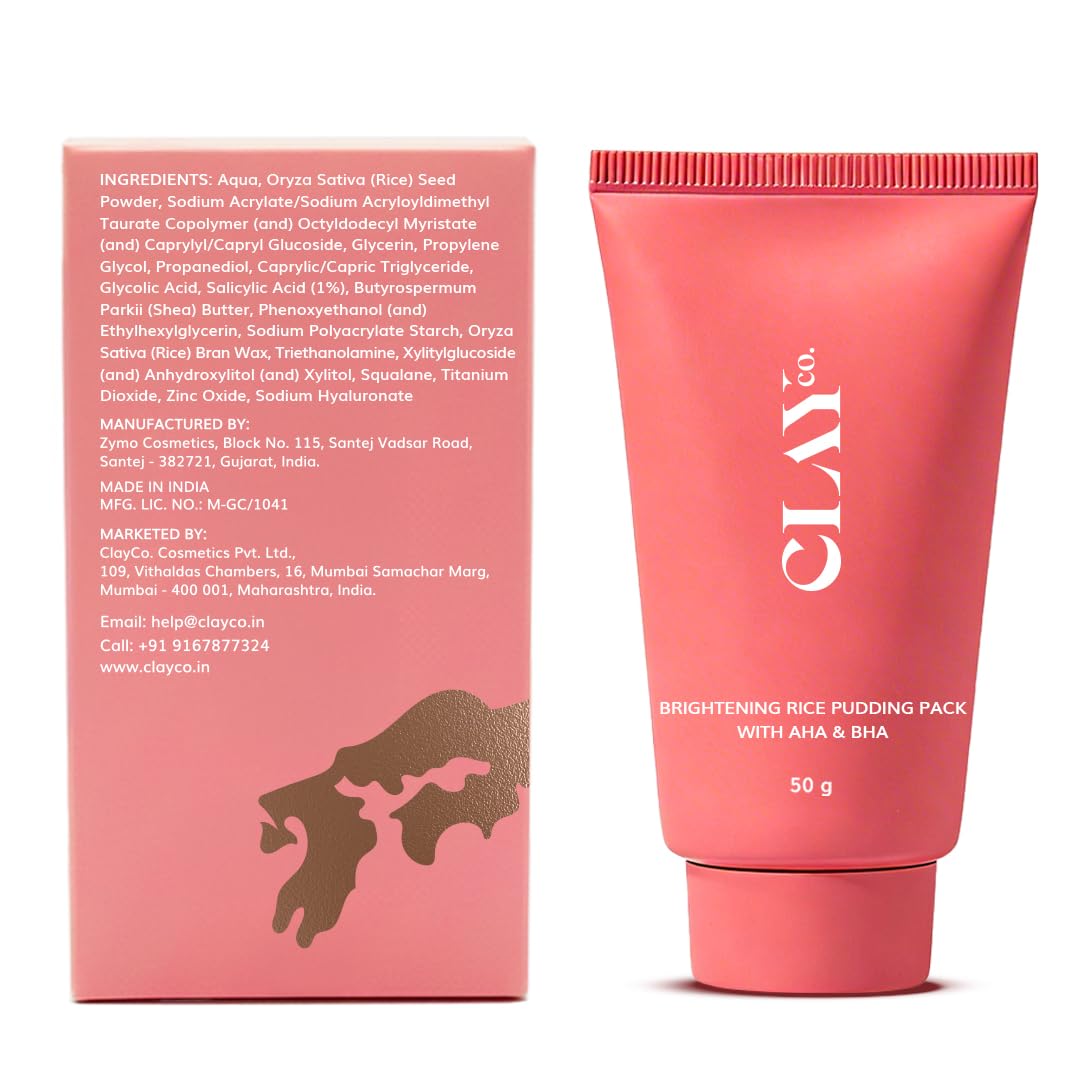 Clayco Detan Rice Face Pack with AHA & BHA | Brightening D-Tan Face Pack - 50g