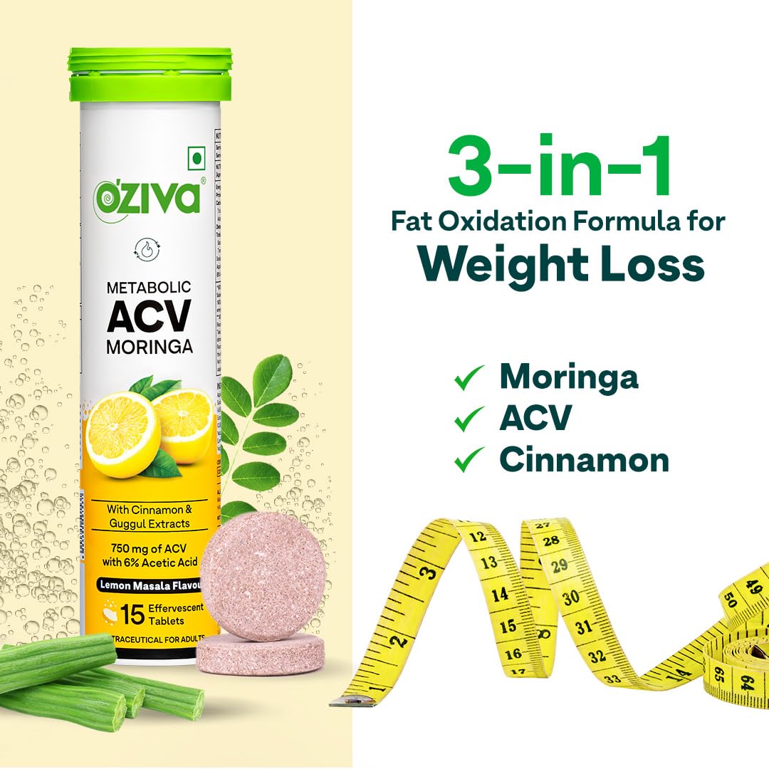OZiva ACV Moringa Lemon Masala 360 gms-Pack of 4 (60 tablets).