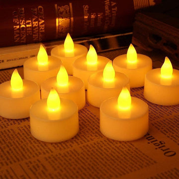 FLYNGO 12 Pcs LED Tea Light Candles, Flameless, Smokeless LED Diyas, Decorative Acrylic Candle