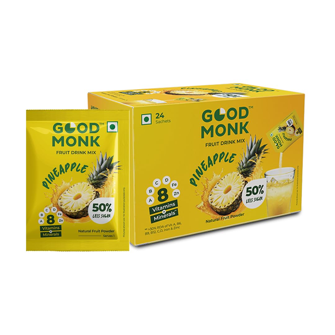 Good Monk Pineapple Drink Mix – Tasty & Healthy Hydration, 24 Sachets