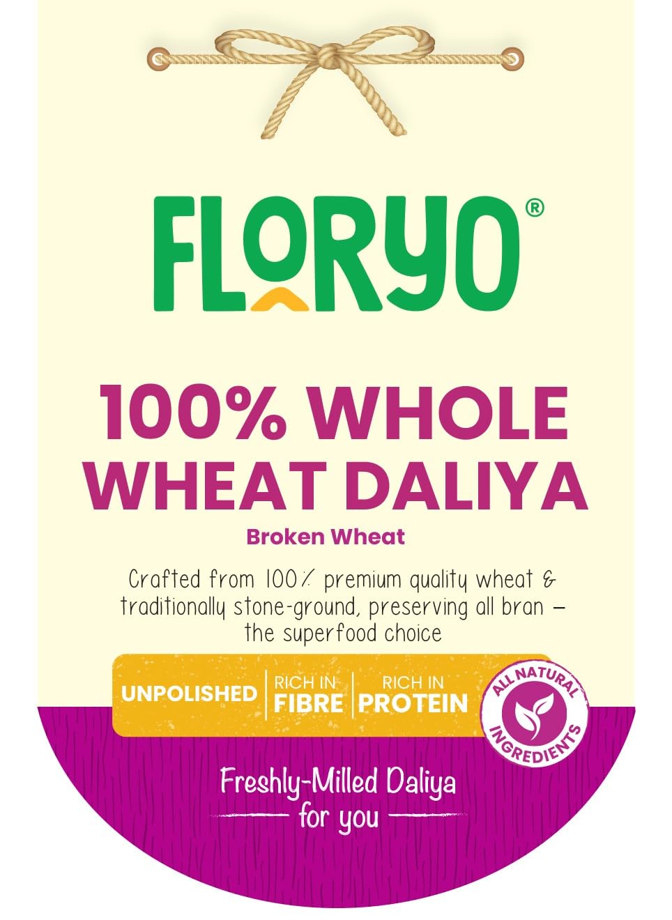 Floryo100% Whole Wheat Daliya- 400g Pack|Traditional Stone-Ground