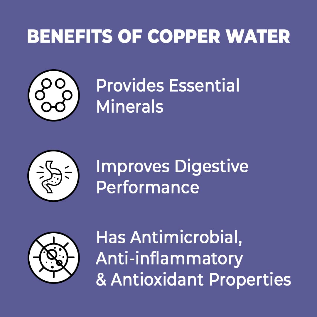 The Better Home Copper Water Bottle with Sipper (700ml), with Anti Oxidant Properties of Copper (Purple)