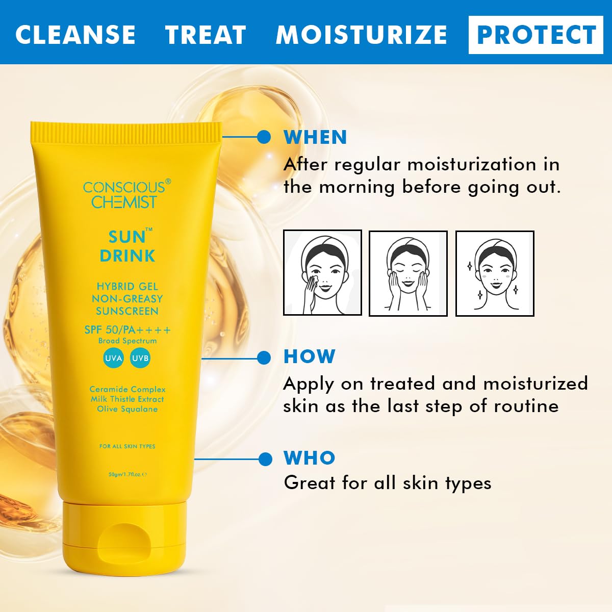 Conscious Chemist Dewy Ceramide Sunscreen SPF 50 PA++++