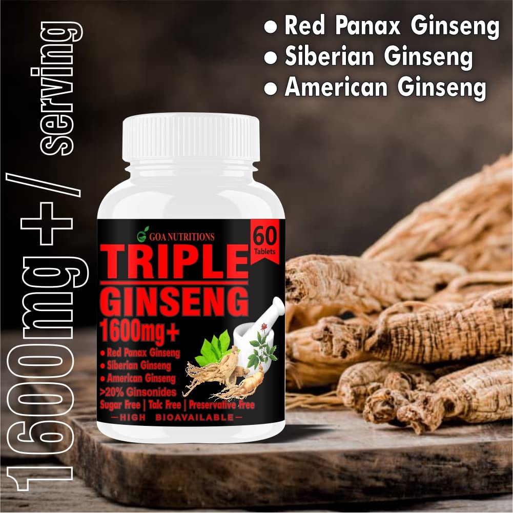 Goa Nutritions Red Ginseng Powder  Supplements Natural Multivitamin For Men - 60 Tablets