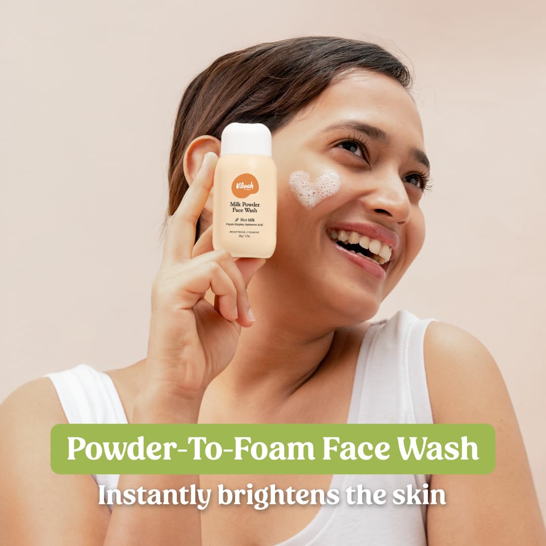 Vilvah Store Milk Powder Face Wash | Gentle Exfoliation &amp; Deep Cleansing- 50G