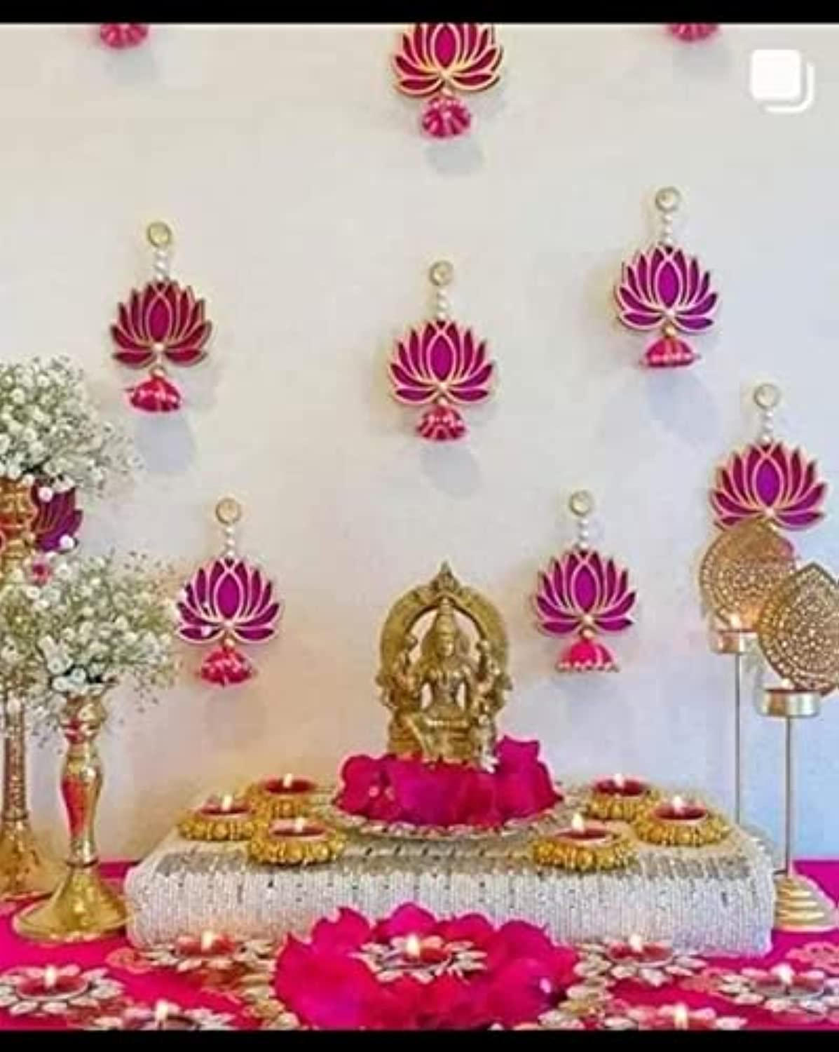 Divyakosh Wooden Lotus Wall Decor – Pack of 6 Hangings