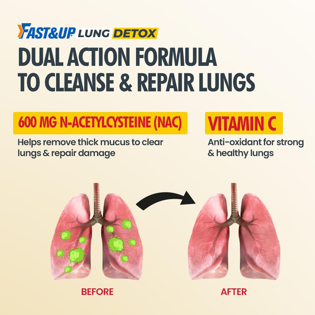 FAST&UP Detox Lung Protective Supplement - Strawberry Flavour (Pack of 20 Effervescent Tablets)