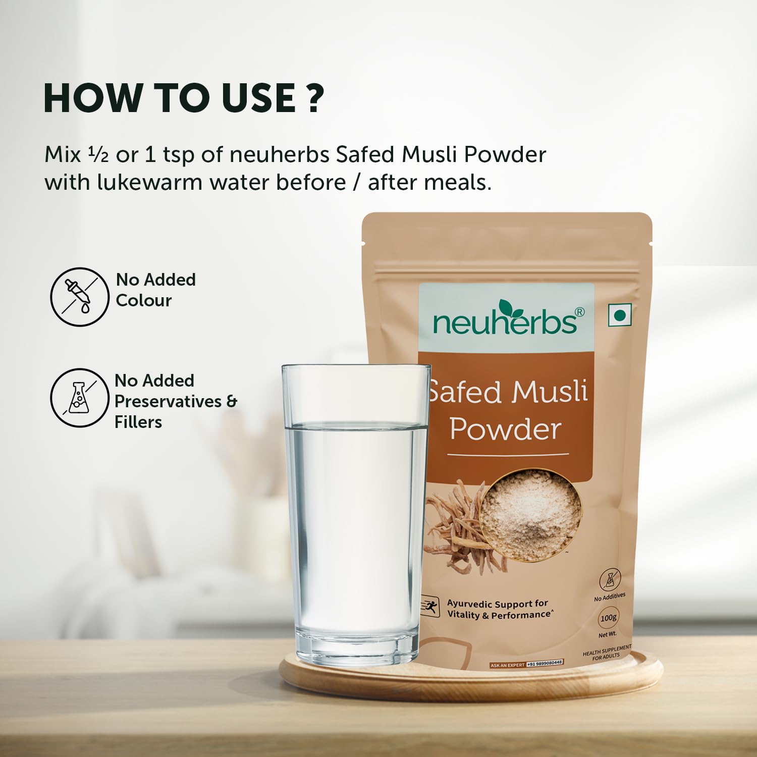 Neuherbs Safed Musli Root Powder - 100 GM
