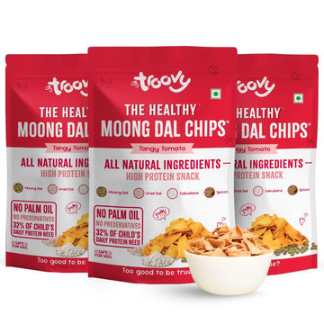Troovy Healthy Tangy Tomato Moong Dal Chips | 70g (Pack of 3)