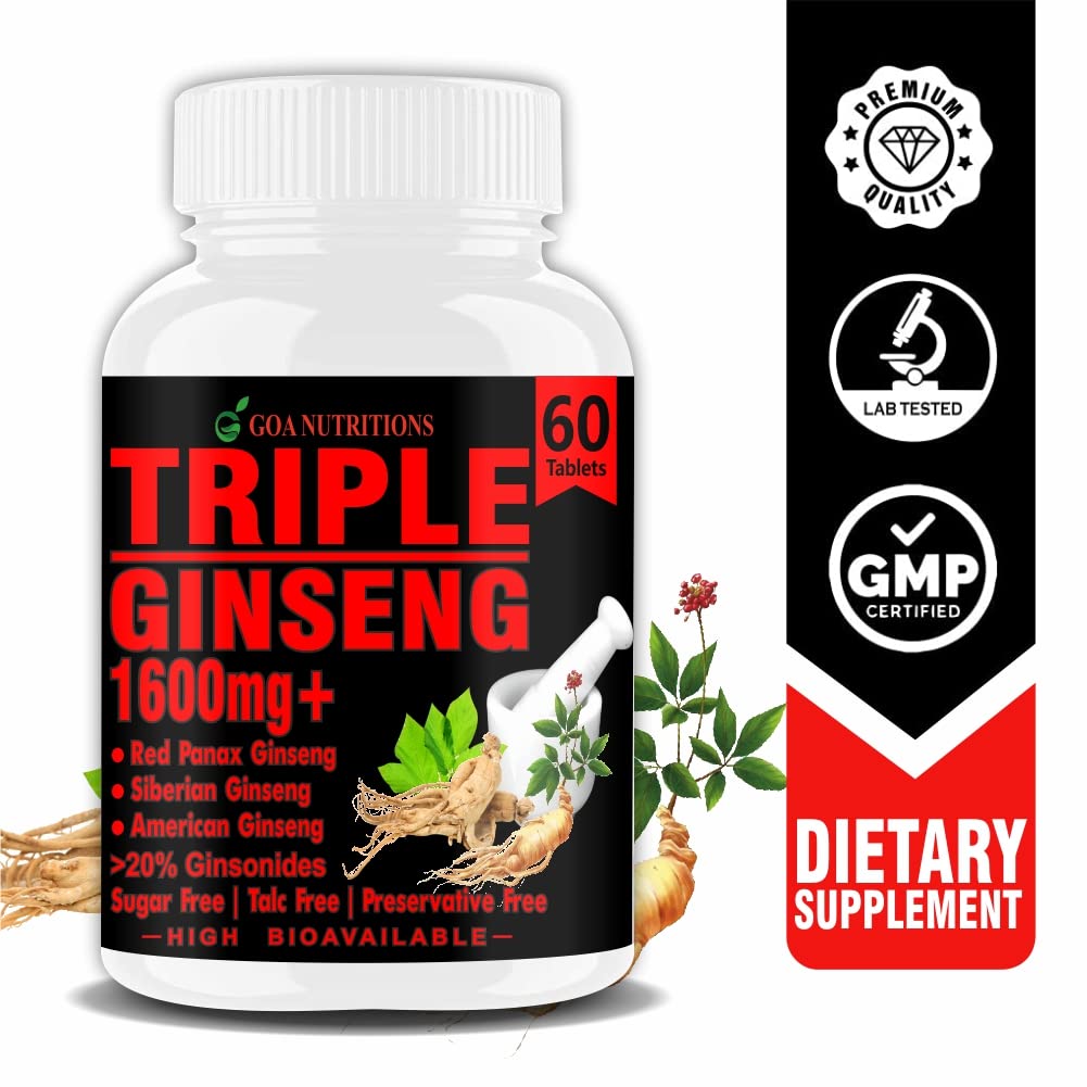 Goa Nutritions Red Ginseng Powder  Supplements Natural Multivitamin For Men - 60 Tablets
