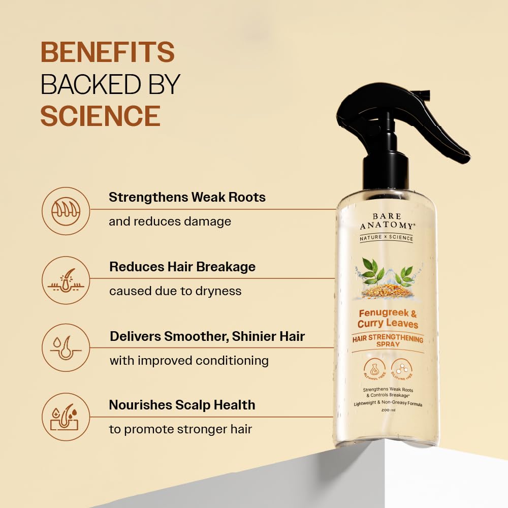 Bare Anatomy Nature x Science Fenugreek and Curry Leaves Hair Spray - 200 ml