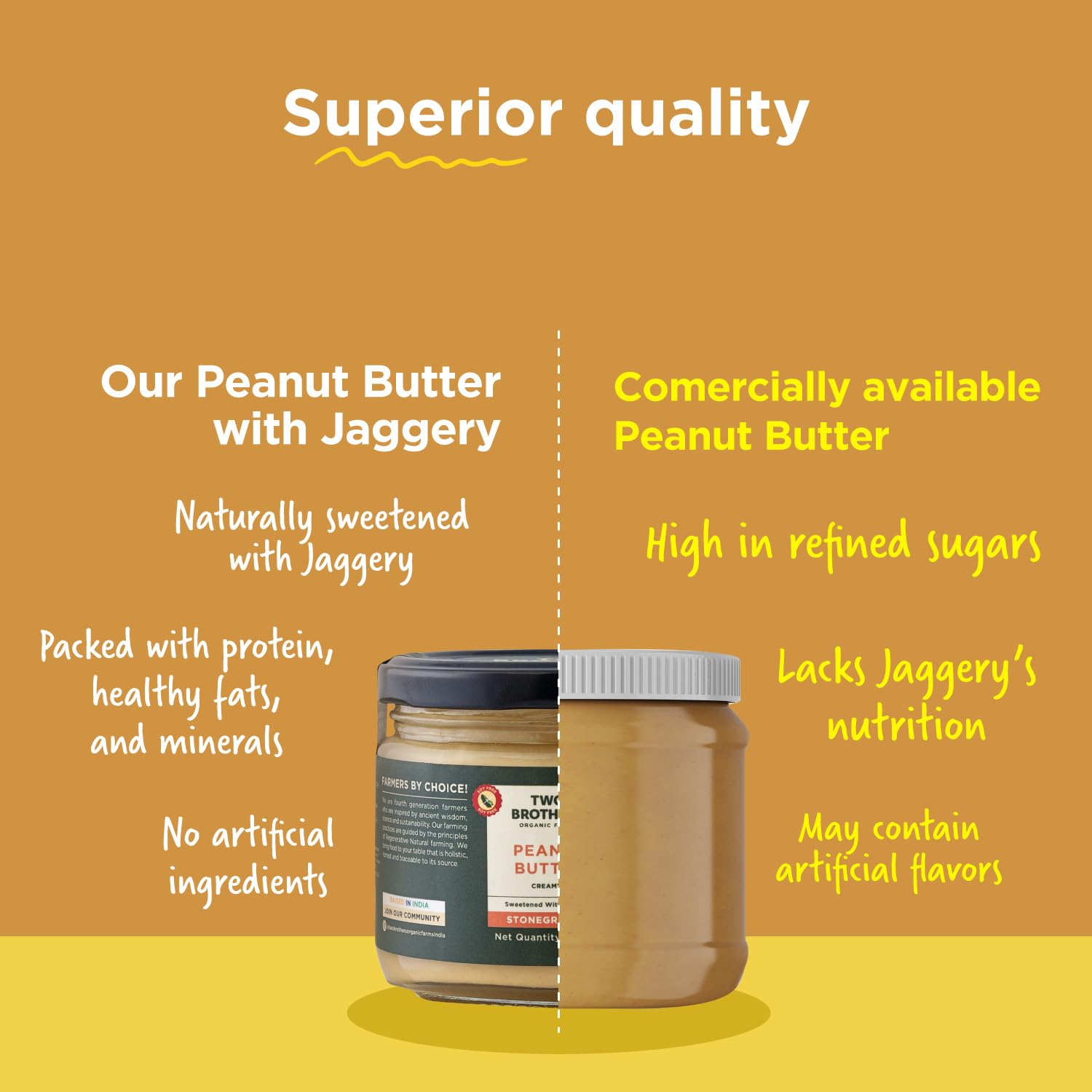 Two Brothers Organic Farms Stoneground Creamy Peanut Butter with Jaggery (300G)