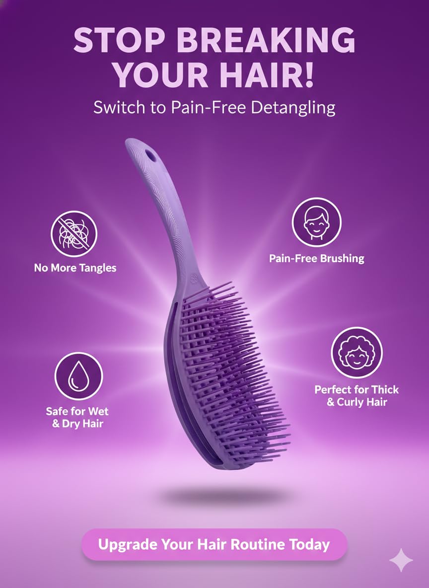 Bold n Beautiful Premium TPEE Material Hair Detangler Comb for Wet & Dry Hairs