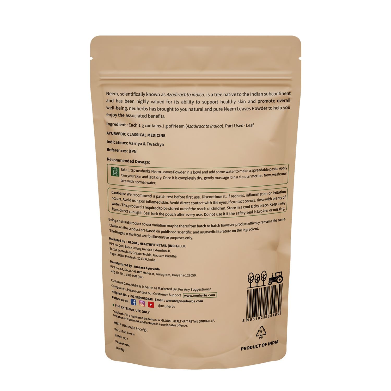 Neuherbs Neem Powder For Healthy & Glowing Skin - 200g