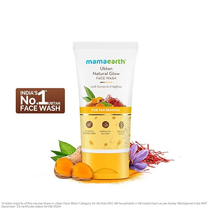 Mamaearth Ubtan Natural Glow Face Wash with Turmeric &amp; Saffron - 150ml