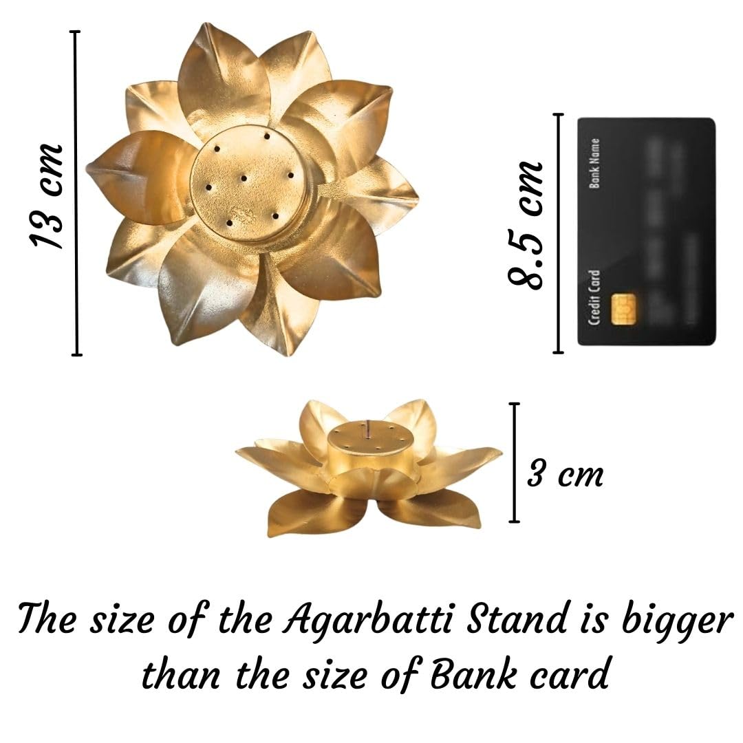 Golden Lotus Agarbatti Stand for Pooja & Home Decor