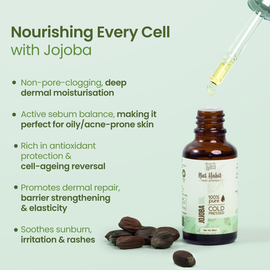Nat Habit Cold Pressed 100% Pure Jojoba Oil - (30ml)