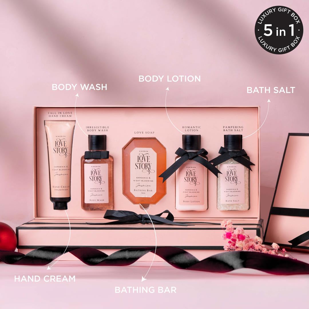 Kimirica Love Story Luxury Bath and Body Care Gift Set Box- Pack of 5